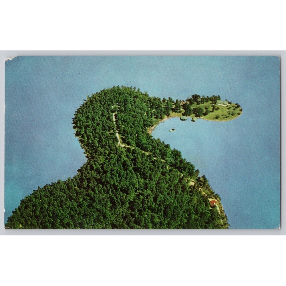 POSTCARD Lake of the Ozarks MO Missouri Aerial View of Duck Head Point Road 1961
